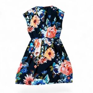 Women’s Navy Floral Fit & Flare Dress H&M silky